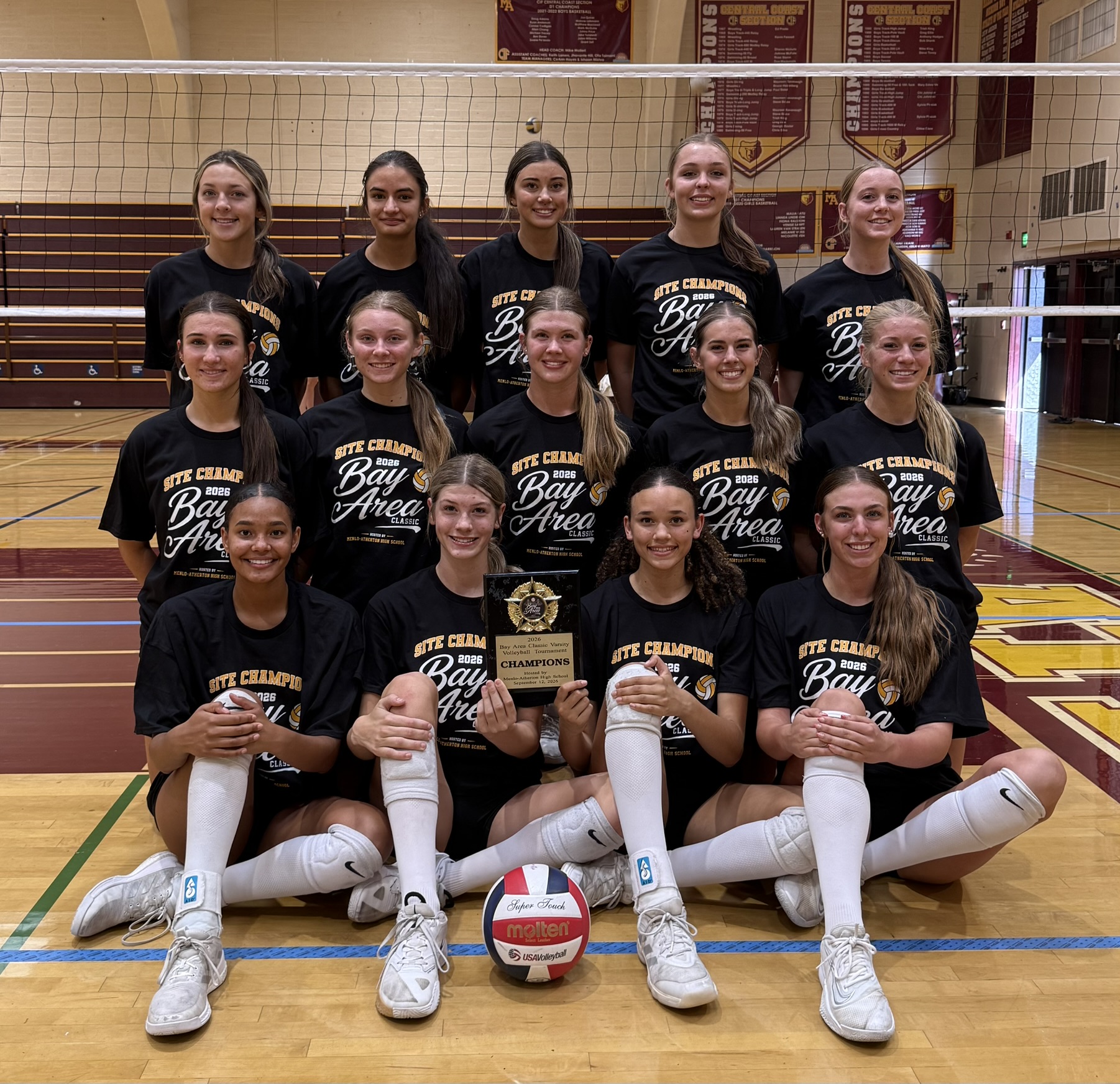 Rocklin Thunder varsity volleyball team with the 2026 Bay Area Classic championship plaque